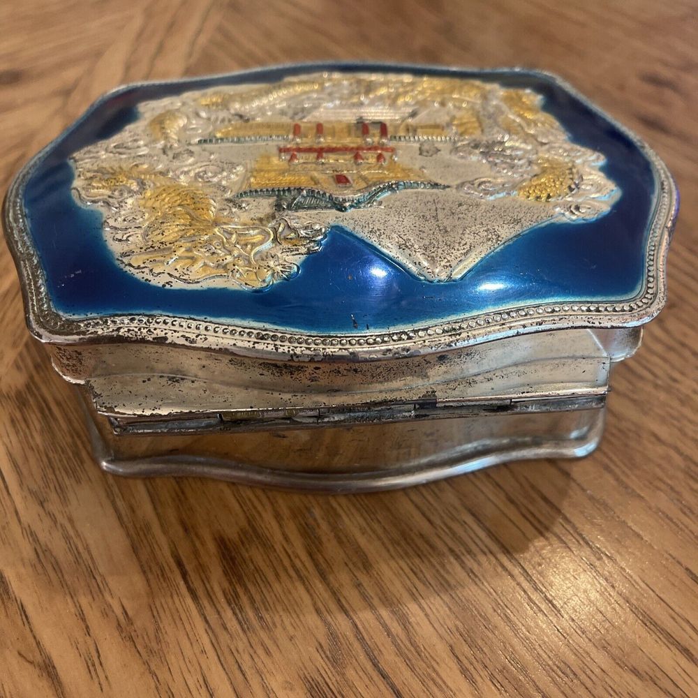 VINTAGE Metal JEWELRY BOX ( MADE IN OCCUPIED JAPAN ) Trinket Jewelry Casket - Picture 4 of 9